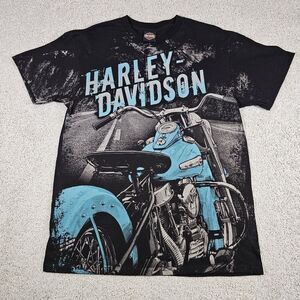 2019 AOP Dubai Harley Davidson T-Shirt Black Size L Biker Rare Motorcycle Insane